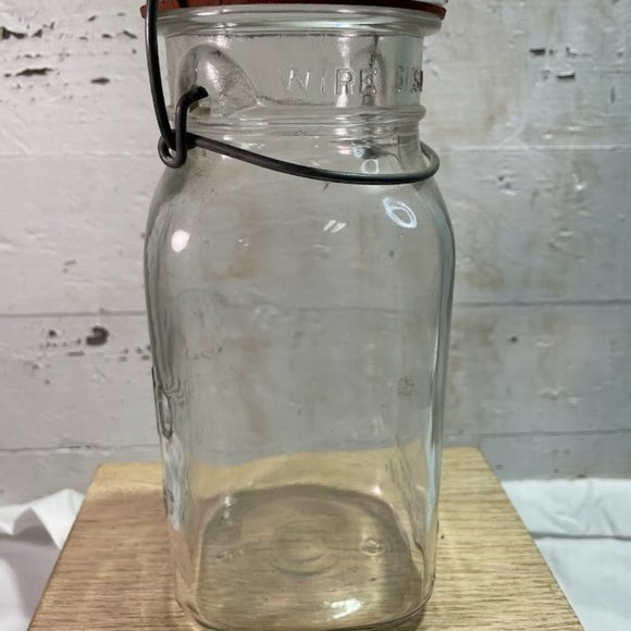 Presto Clear Glass Square Jar Glass Top Lid Bail Arm Closure Owen Illinois Glass - Picture 3 of 10